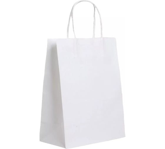 Изображение товара Пакет бумажный с кручеными ручками Master, белый, 260x150x350 мм, 80гр 406-463