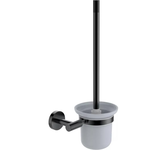 Изображение товара Ершик настенный ViEir стеклянный стакан, держатель из нержавеющей стали, цвет черный, V5513-C