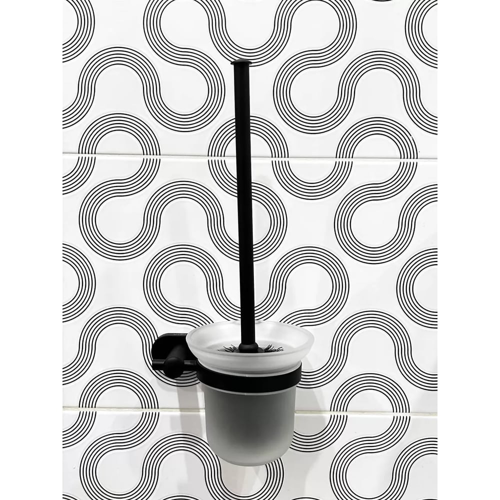 Изображение товара Ершик настенный стеклянный для туалета ViEir нержавеющая сталь и стекло, черный, V5113-C