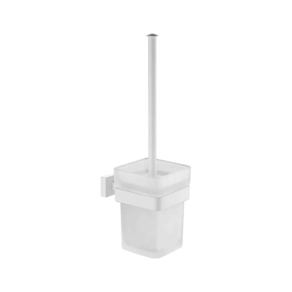 Изображение товара Ершик настенный со стеклянным стаканом ViEir нержавеющая сталь, белый, для туалета и ванной комнаты, V5013-F