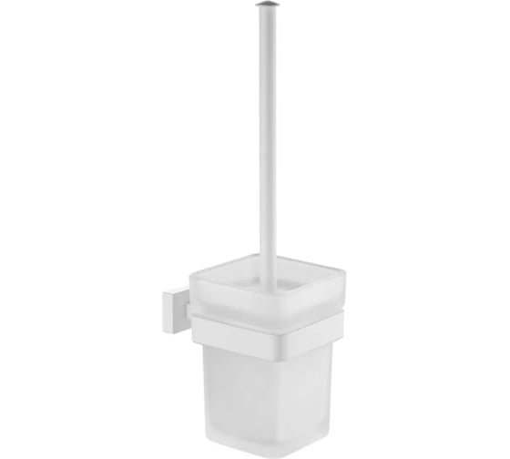 Изображение товара Ершик настенный со стеклянным стаканом ViEir нержавеющая сталь, белый, для туалета и ванной комнаты, V5013-F