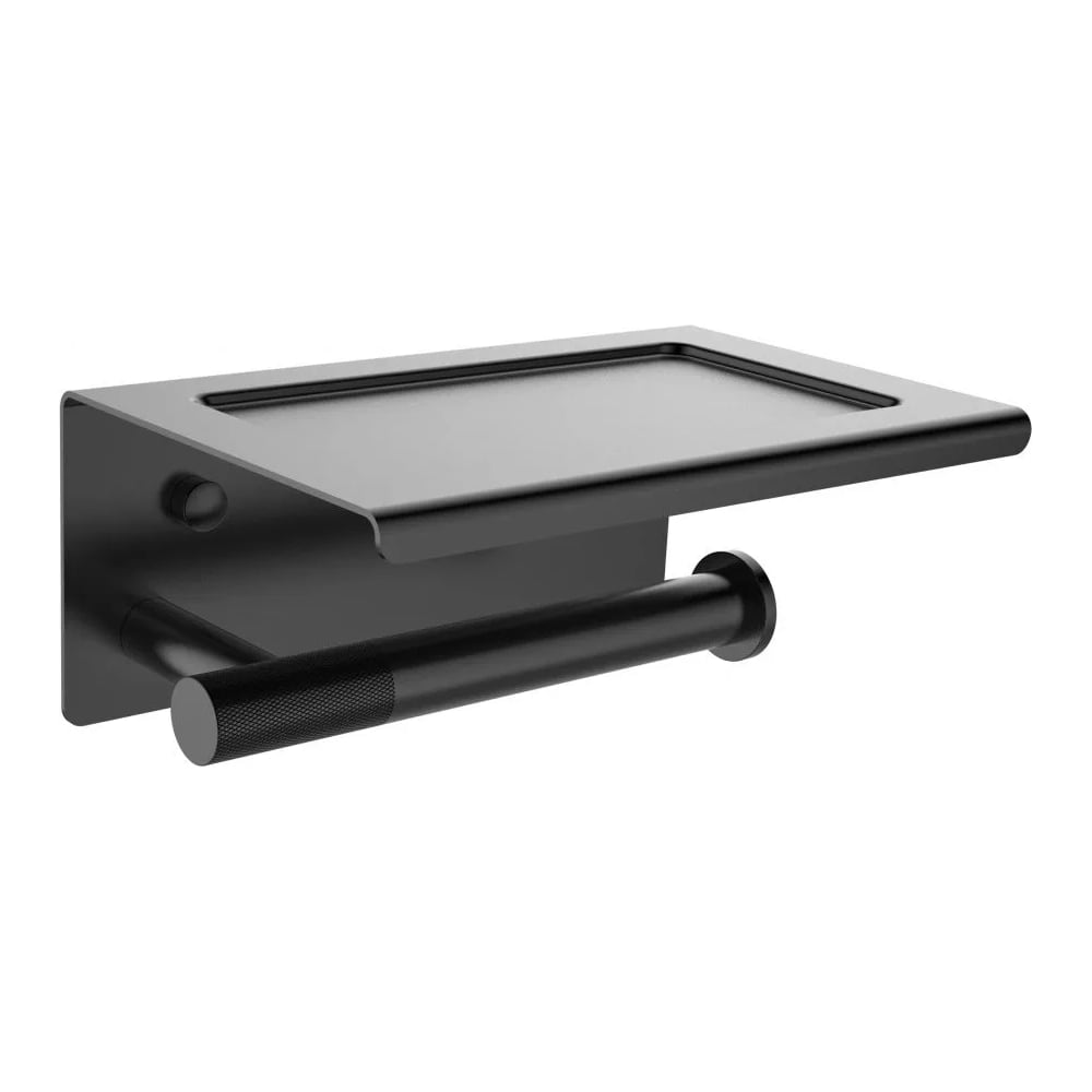Изображение товара Держатель туалетной бумаги с полкой ViEir настенный нержавеющая сталь черный V5510-C