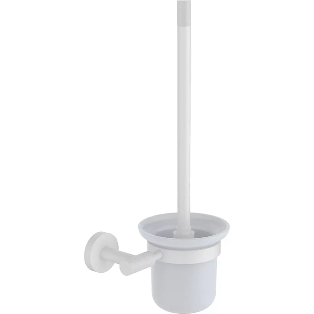 Изображение товара Ершик настенный ViEir стеклянный стакан, держатель из нержавеющей стали, цвет белый, V5513-F