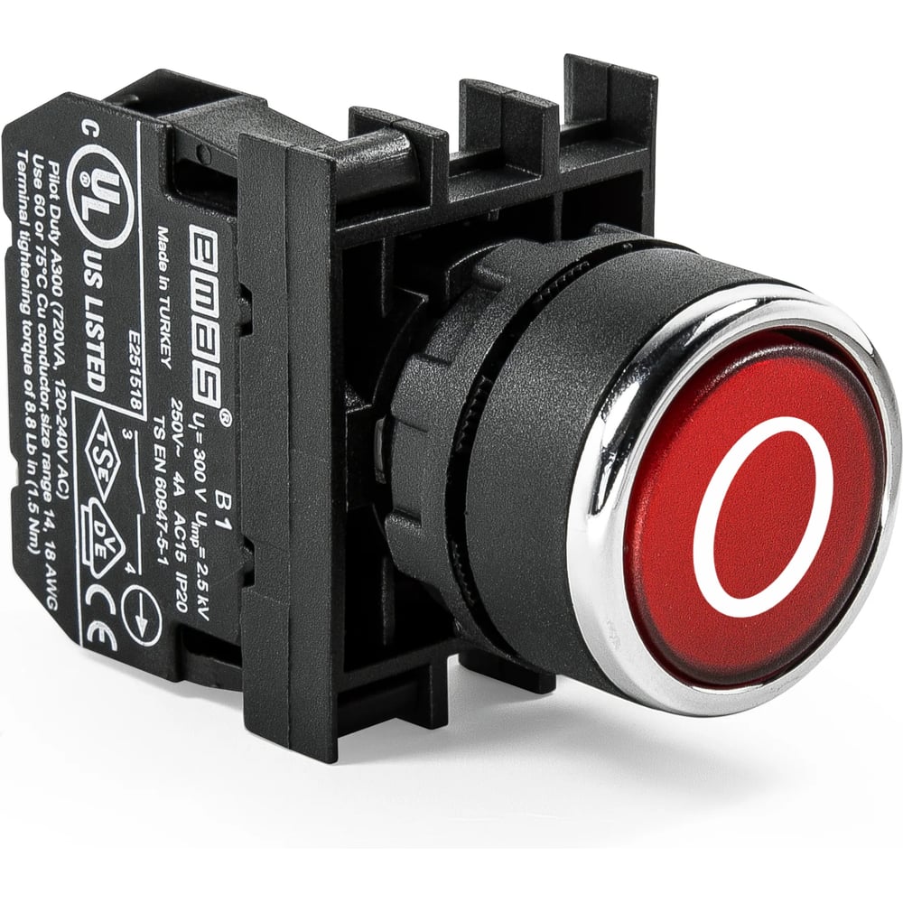 Изображение товара Кнопка EMAS серия B 250В AC 4А красный выключатель IP50