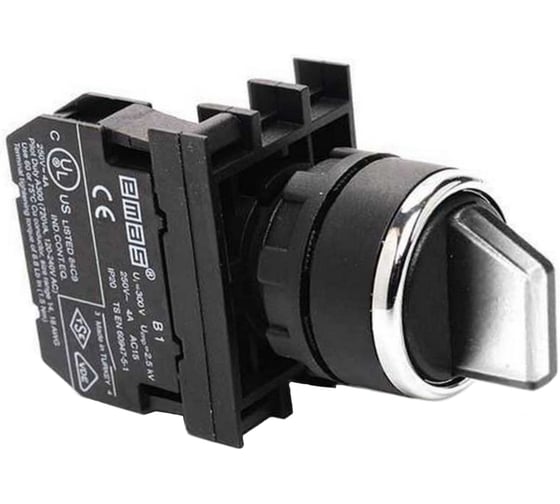 Изображение товара Переключатель EMAS 0-1 (1НО), без фиксации, белый цвет, без блока подсветки, серия B (250В AC, 4А), IP50 B100SL21B