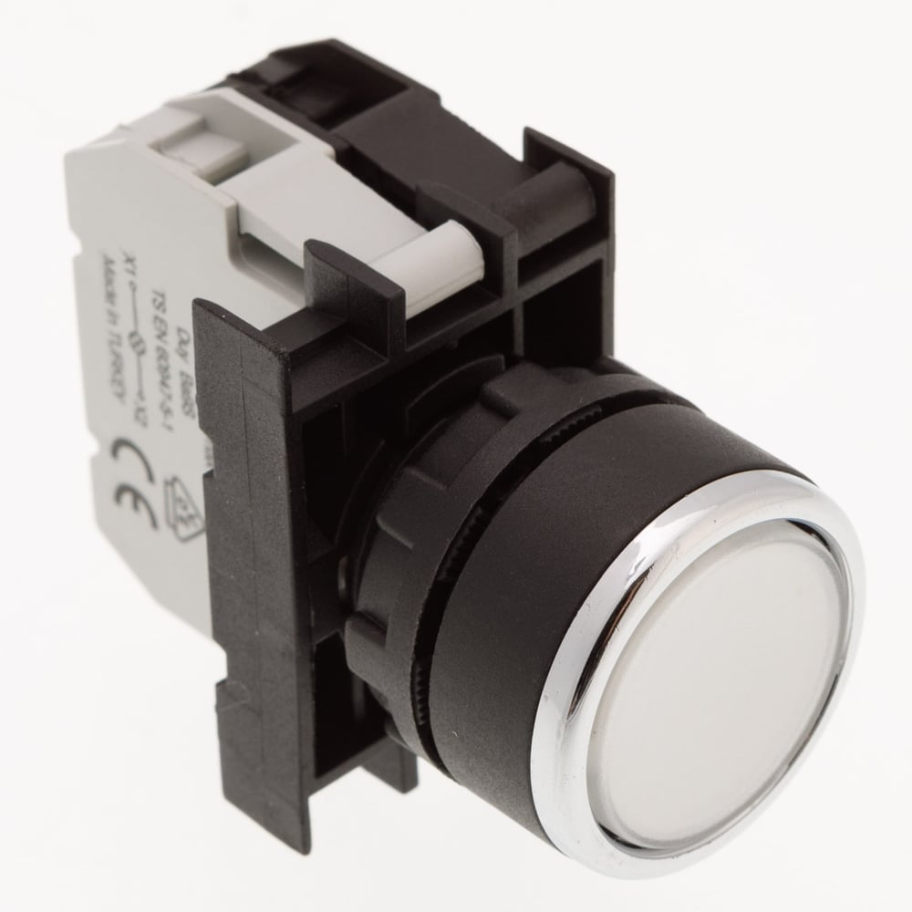 Изображение товара Кнопка EMAS белая 1НО с подсветкой B3 серии B IP50 250В 4А B130DB