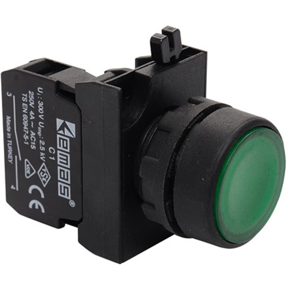 Изображение товара Кнопка EMAS серия CP 250В 4А IP65 зеленая фиксируемая
