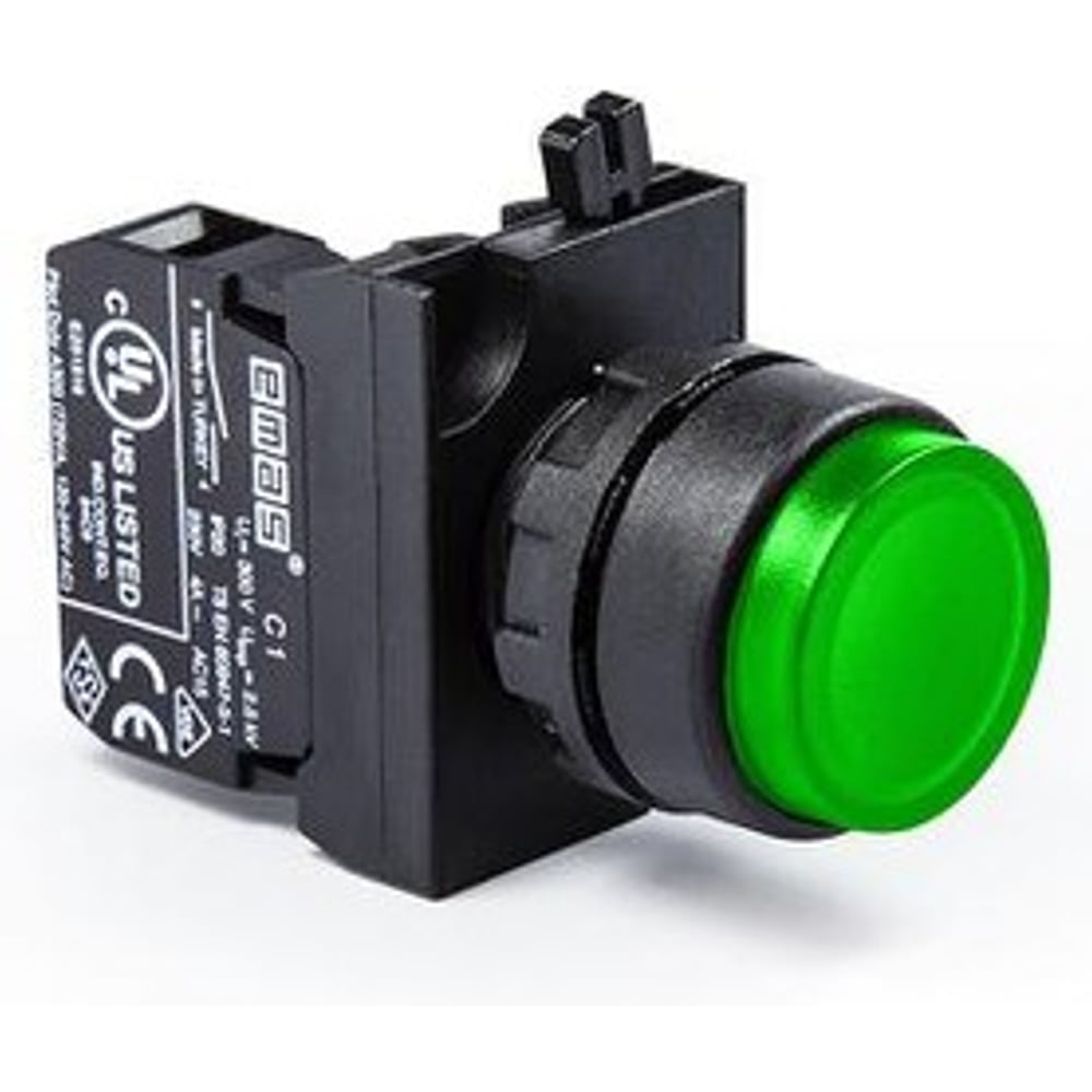 Изображение товара Кнопка выступающая EMAS (1НО), зелёный цвет, серия CP (250В AC, 4А), IP65 CP100HY