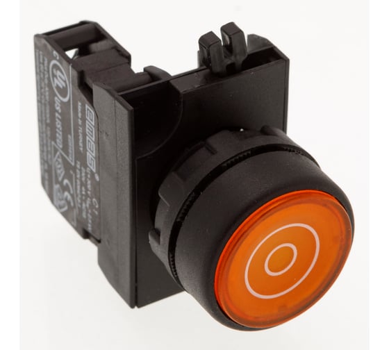 Изображение товара Кнопка EMAS с фиксацией (1НО), жёлтый цвет, серия CP (250В AC, 4А), IP65 CP100FS