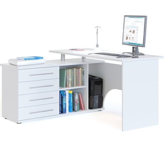 Изображение товара Компьютерный стол СОКОЛ левый белый КСТ-109Л КСТ109ЛБ6