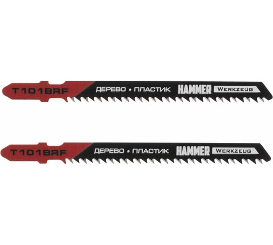 Изображение товара Пилка Flex 204-105 JG WD T101BRF (2 шт; 74 мм; шаг 2.5 мм; BiM) для лобзика Hammer 30569