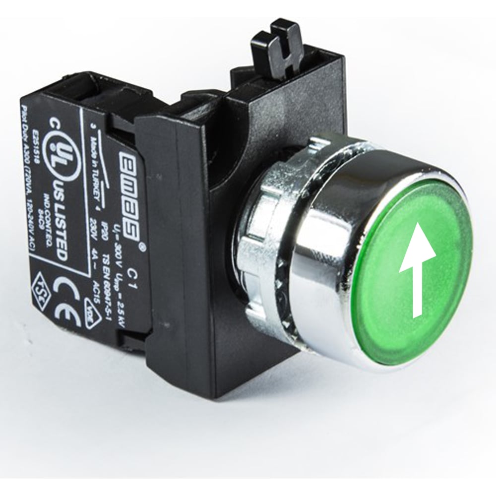 Изображение товара Кнопка EMAS CM зеленая 1НО 250В 4А IP65 выключатель CM100DYOD