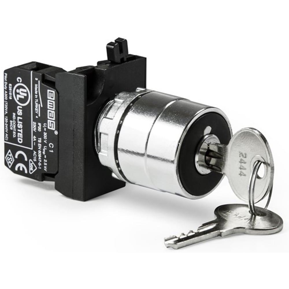 Изображение товара Кнопка с ключом EMAS 0-1 250В 4А IP65 серия CM CM100AA21