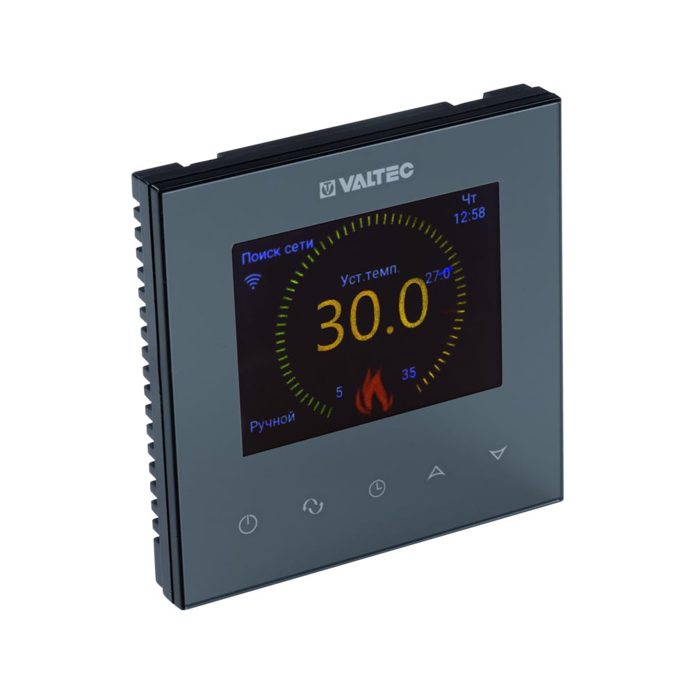 Изображение товара Комнатный WIFI-хронотермостат Valtec с цветным дисплеем для электрического теплого пола, черный VT.AC613.B.0