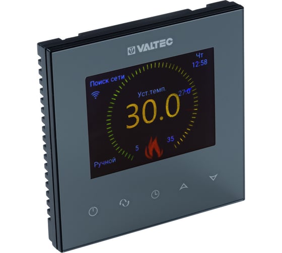 Изображение товара Комнатный WIFI-хронотермостат Valtec с цветным дисплеем для электрического теплого пола, черный VT.AC613.B.0
