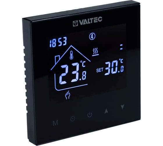 Изображение товара Хронотермостат электронный комнатный Valtec двухконтурный, черный VT.AC634.B.0