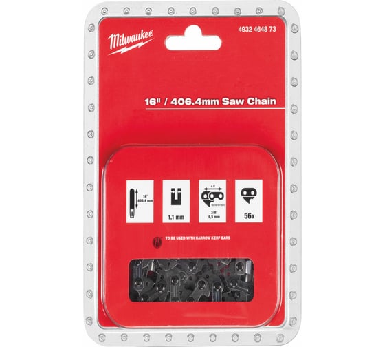 Изображение товара Цепь для цепной пилы (3/8"; 406 мм; 1.1 мм) Milwaukee 4932464873