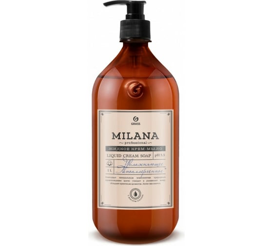 Изображение товара Увлажняющее жидкое крем-мыло Grass Milana Professional флакон 1000 мл 125645