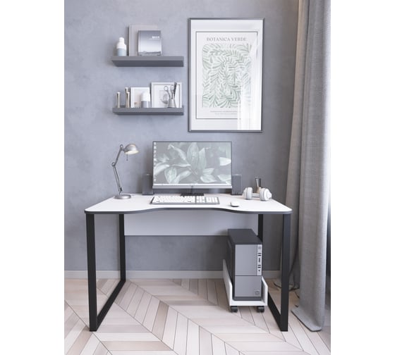 Изображение товара Компьютерный стол с вырезом Альянс мебель 1200х740х750 Белый/Черный 832027