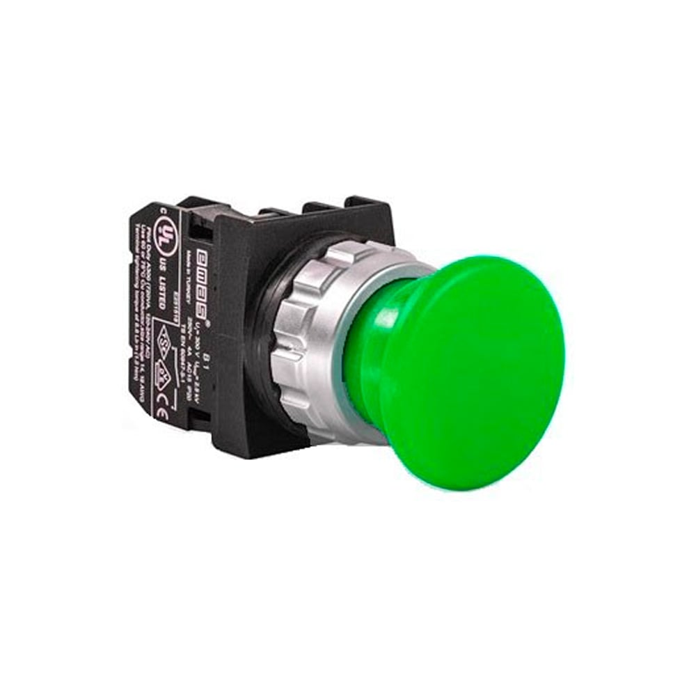 Изображение товара Кнопка Emas Грибок 40мм серия H зеленый без фиксации 250В 4А