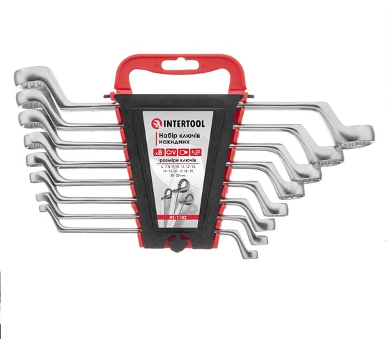 Изображение товара Набор ключей накидных INTERTOOL 8шт., 6-22мм, Cr-V HT-1102