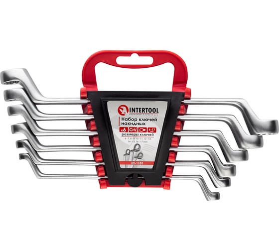 Изображение товара Набор ключей накидных INTERTOOL 6шт., 6-17мм, Cr-V HT-1101