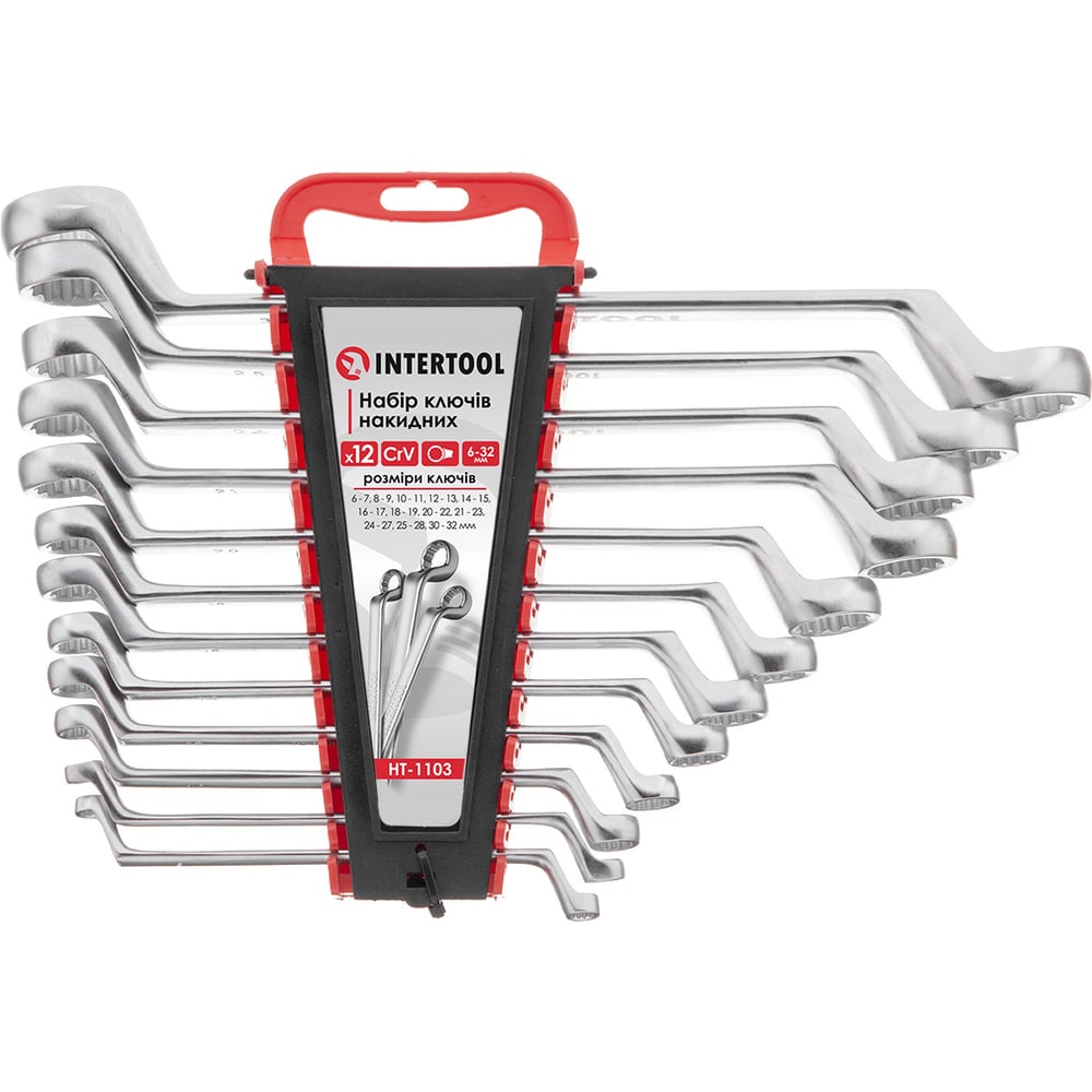 Изображение товара Набор ключей накидных INTERTOOL 12шт., 6-32мм, Cr-V HT-1103