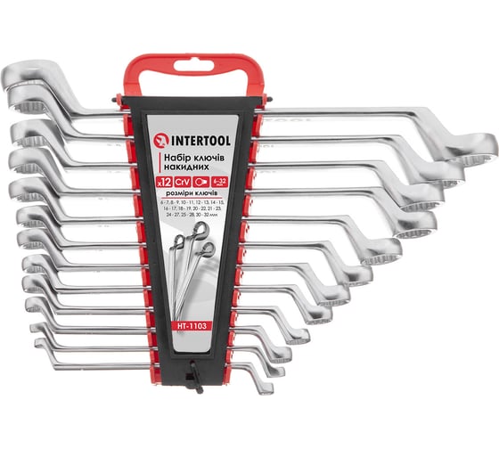 Изображение товара Набор ключей накидных INTERTOOL 12шт., 6-32мм, Cr-V HT-1103