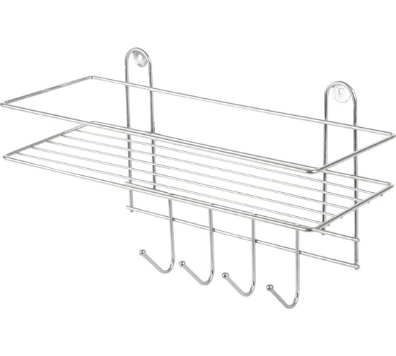 Изображение товара Настенная полка Рыжий кот Lecco Plus 33*12,5*21 см 4 крючка хром 310865