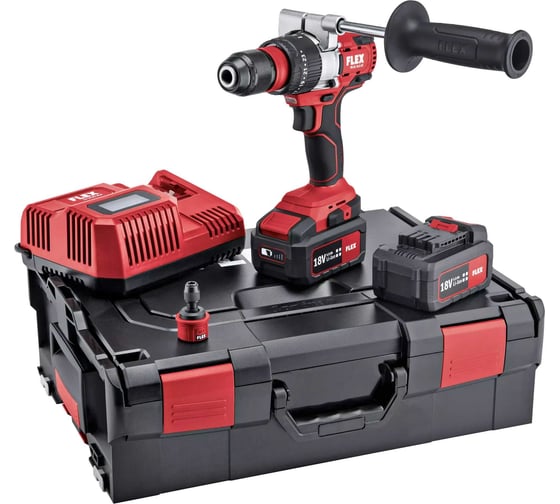 Изображение товара Двухскоростная аккумуляторная ударная дрель-шуруповерт FLEX PD 2G 18.0-EC/5.0 Set 18.0 В 504904