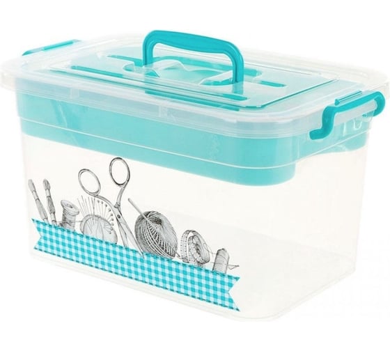 Изображение товара Контейнер для хранения Полимербыт РУКОДЕЛИЕ 10 л с вкладышем 355х235х190 63281002