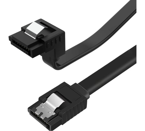 Изображение товара Угловой кабель SATA 5bites EXPRESS, v3.0, 6 Гбит/сек, 0.5м, черный SATA3-7PL50A-BK