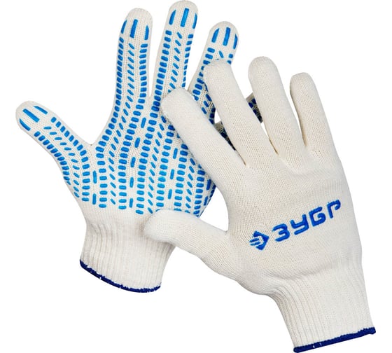 Изображение товара Перчатки хлопчатобумажные с защитой от скольжения (размер L-XL) "Эксперт-протектор" Зубр 11452-XL