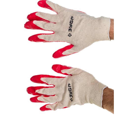 Изображение товара Хлопчатобумажные перчатки с покрытием из латекса ЗУБР Мастер размер S-M 11458-S