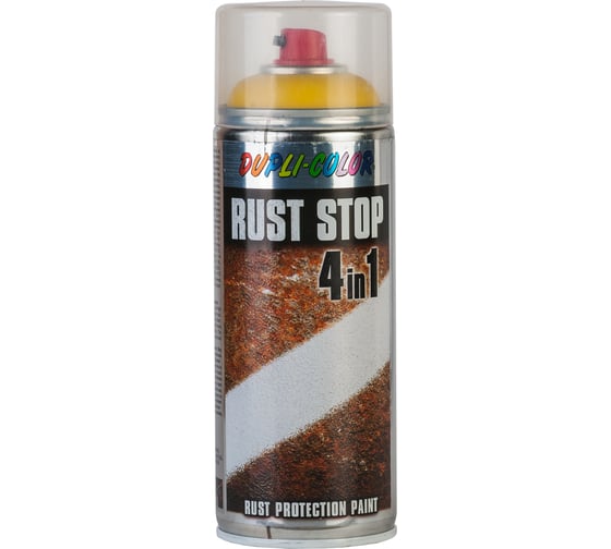 Изображение товара Эмаль DUPLI COLOR RUST STOP по ржавчине 4 в 1, желтая RAL 1021, 0.4 л 228681