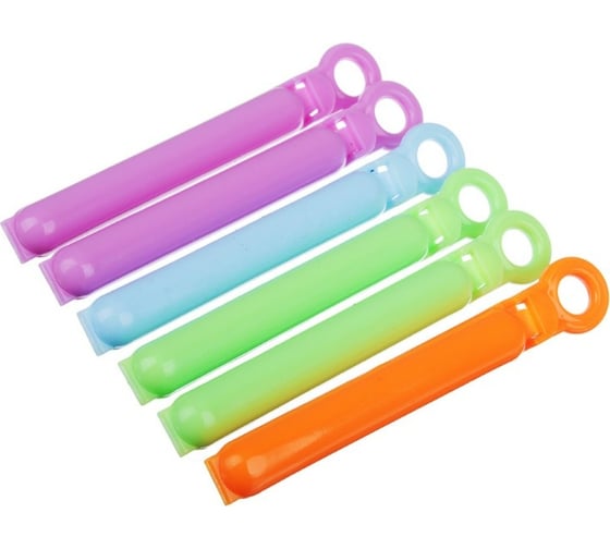 Изображение товара Набор зажимов для пакетов VETTA 6 шт, пластик, 10 см 438-014