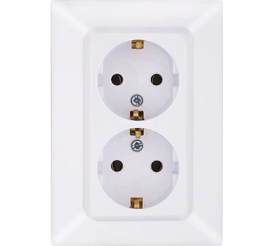 Изображение товара Розетка NE-AD 2-гнезда с заземлением, 16А, 250В, Aras, Белый жемчуг, 93-126-85