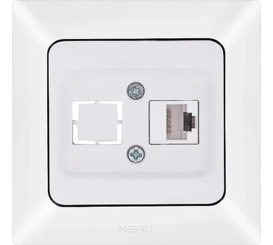 Изображение товара Компьютерная розетка NE-AD + гнездо с заглушкой, CAT6, Aras, Белый жемчуг, 93-126-23-D1