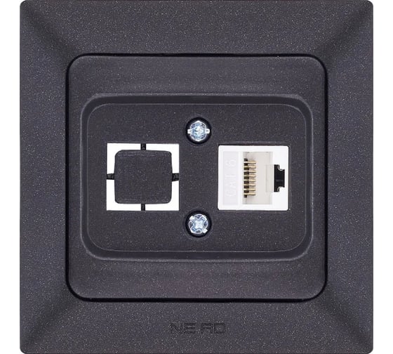 Изображение товара Компьютерная розетка NE-AD + гнездо с заглушкой, CAT6, Aras, Черный, 93-124-23-D1