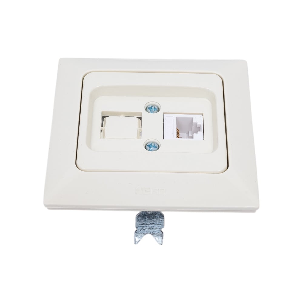 Изображение товара Компьютерная розетка NE-AD с гнездом и заглушкой серия ARAS кремовая