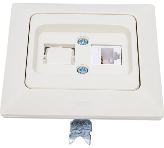 Изображение товара Компьютерная розетка NE-AD + гнездо с заглушкой, CAT6, Aras, Крем, 93-111-23-D1