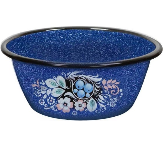 Изображение товара Эмалированная миска СТАЛЬЭМАЛЬ Голубика 1.5л, синяя с зерном ТП5154