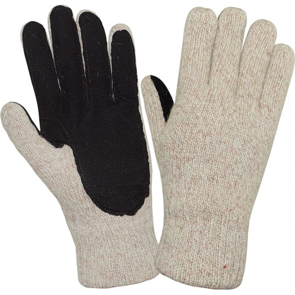 Купить Шерстяные утепленные перчатки АЙСЕР, Тинсулейт, серый/черный, шерсть, флис, спилок