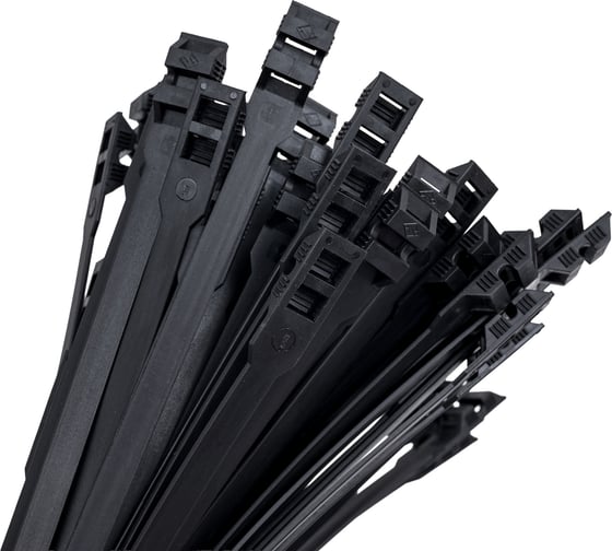 Изображение товара Стяжки с двойной горизонтальной головкой SapiSelco черного цвета, 9x750 мм, полиамид 6.6, уп. 100 шт. COL.3.424