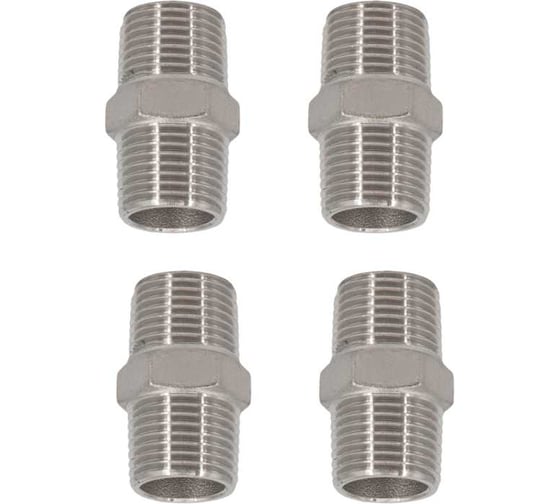 Изображение товара Ниппель сантехнический резьбовой NEWKEY ДУ 15 (1/2 дюйма), AISI 304, набор 4 шт NAB4-NK-NM15/4