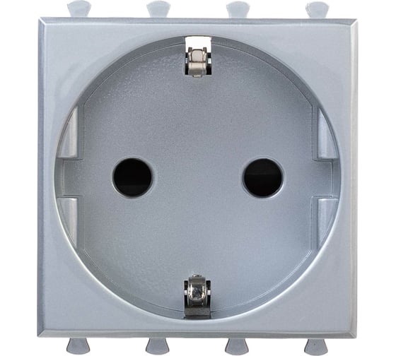 Изображение товара Модульная розетка DKC Avanti, 2P+E, с защитными шторками, закаленная сталь, 2 модуля 4404002