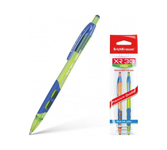 Изображение товара Автоматическая шариковая ручка ErichKrause XR-30 Spring, синий в пакете по 2 шт 43621