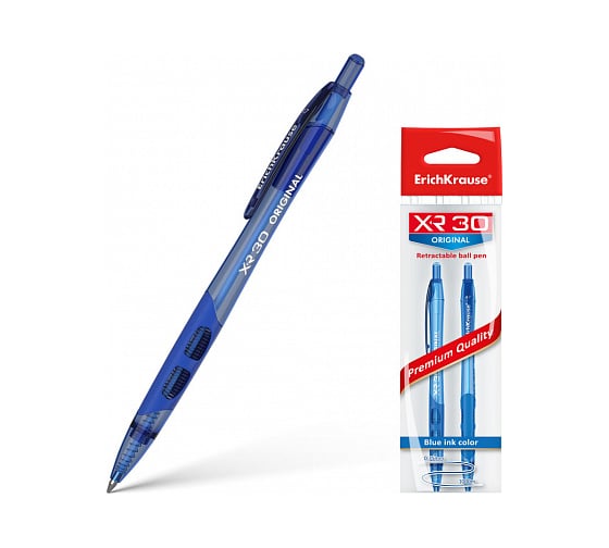 Изображение товара Автоматическая шариковая ручка ErichKrause XR-30 Original, синий в пакете по 2 шт 43620