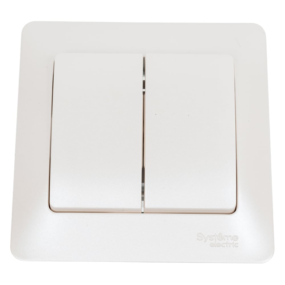 Изображение товара 2-клавишный выключатель Systeme Electric Glossa IP20 перламутровый