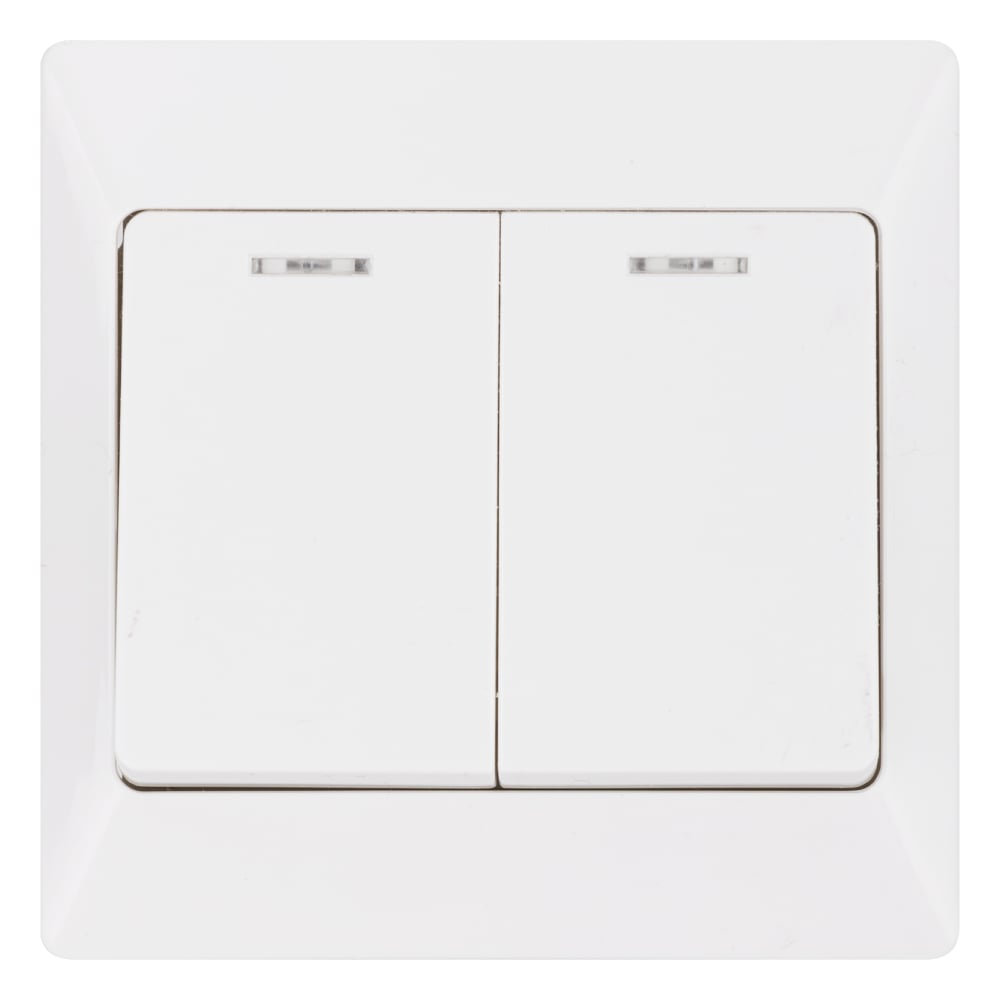 Изображение товара Выключатель TDM ELECTRIC Ильмень 2 клавиши с подсветкой белый SQ1823-0004